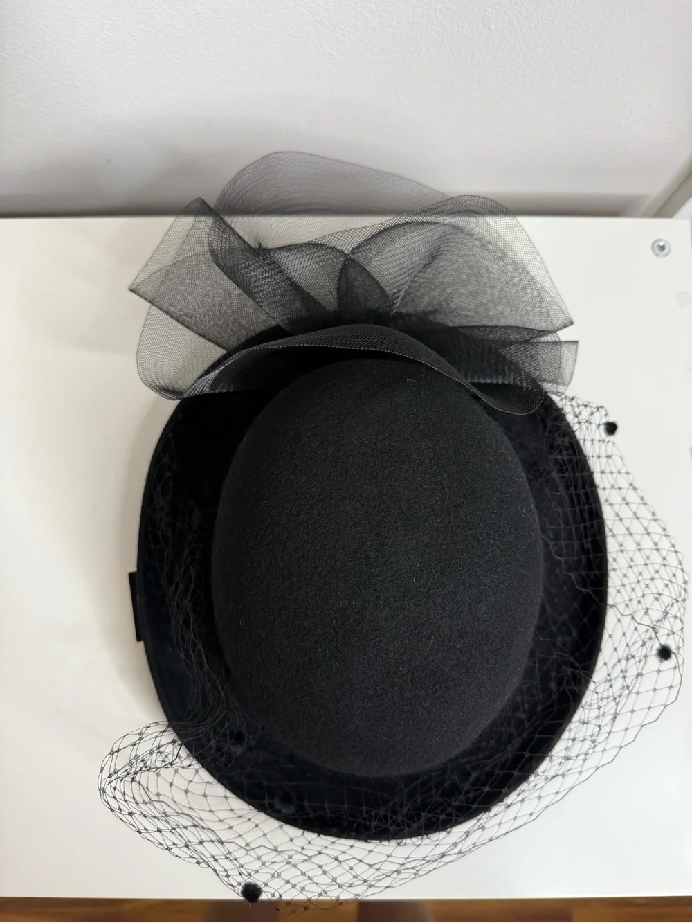 Milan by Charm Vintage Decorative Derby Hat Black Tulle flower NWT deadstock